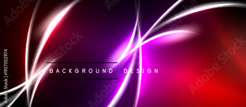 Abstract neon lines create vibrant gradient background. Pink, purple, red hues blend seamlessly, forming dynamic design.