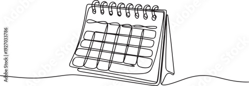 Loose-leaf calendar continuous line drawing. One line art of calendar, memorable date, countdown, holiday, weekday and weekend. one line Icon drawing