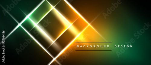 Abstract neon lines create dynamic geometric pattern. Gradient colors blend, forming vibrant background. Modern design element.