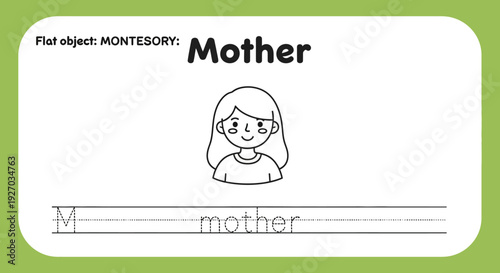 Mother tracing worksheet for kids. Montessori learning
