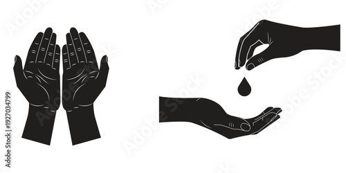 Ramadan praying and donation hand silhouette .vector illustration 