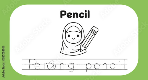 Pencil tracing worksheet for kids with girl character