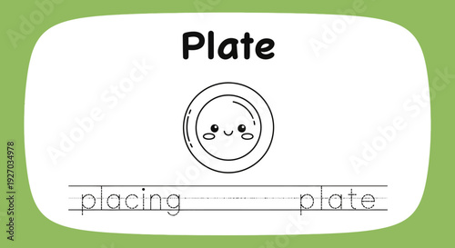 Plate tracing worksheet for kids learning