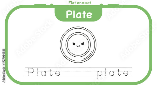 Plate tracing worksheet for kids learning to write