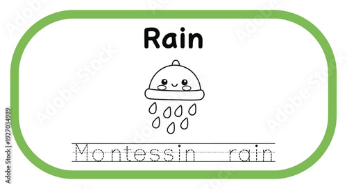 Rain cloud tracing card for kids learning