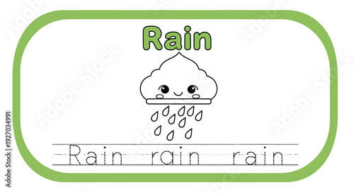 Rain cloud tracing practice for kids handwriting