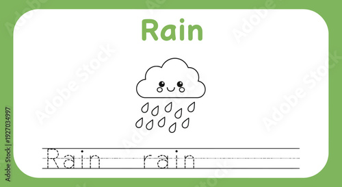 Rain cloud coloring page for kids. Weather learning activity.