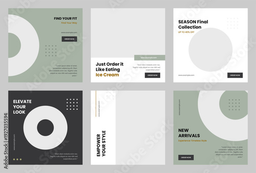 Modern Fashion Social Media Post Instagram Template Set for Minimalist Urban Style Clothing Brands