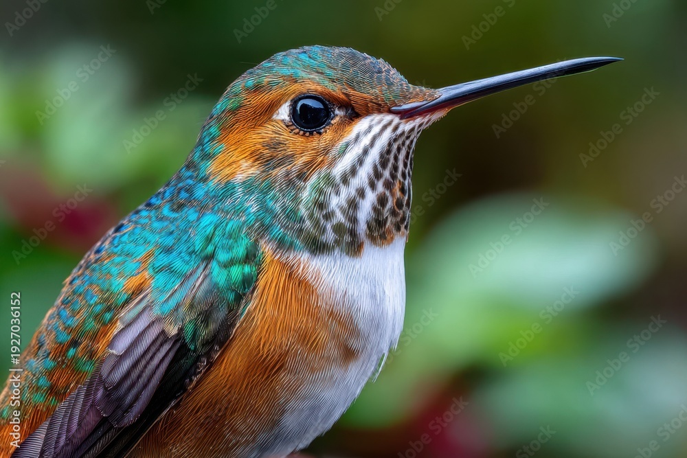 Naklejka premium Close up of a colorful hummingbird