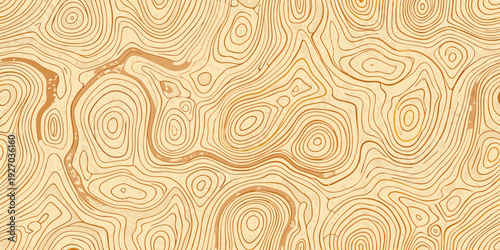 Abstract swirling lines forming a warm beige and brown wood grain pattern