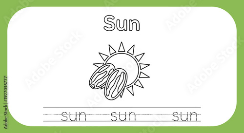 Sun coloring page for kids, educational activity