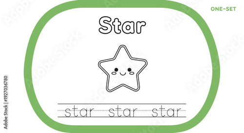 Star coloring page for kids. Cute star character.