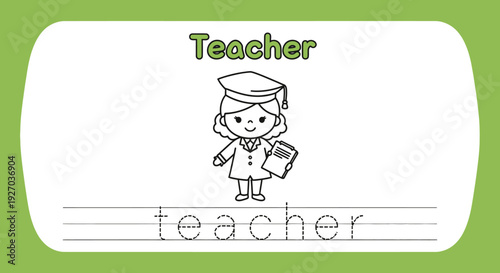 Teacher tracing worksheet for kids education