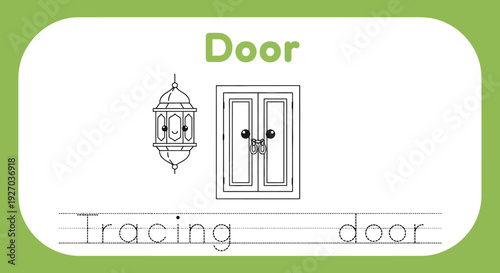 Tracing door worksheet for kids learning