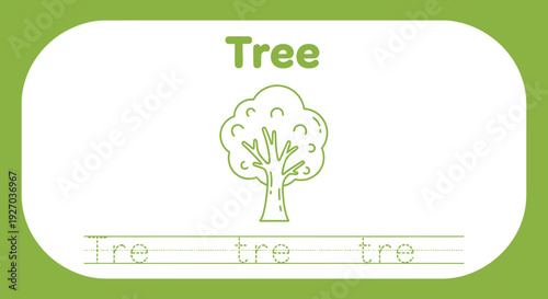 Tree tracing worksheet for kids. Educational game for preschool.