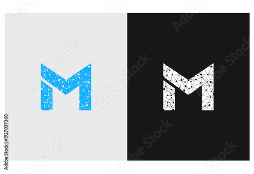 letter M logo technology connection