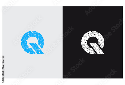 letter Q logo technology connection
