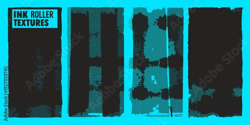 Abstract ink roller textures in teal and black hues