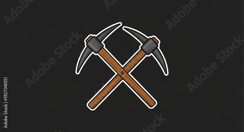 Two crossed pickaxes, a symbol of mining, labor, and industry, a powerful emblem.