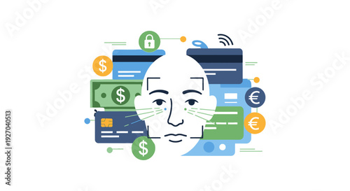 Facial Recognition Payment and Digital Finance Security. Biometric Authentication for Secure Online Transactions and Banking.