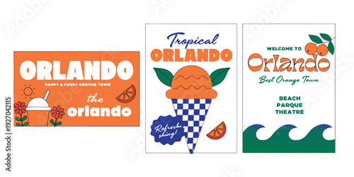 USA, US, U.S, United States - Playful Kids-Style Orlando SVG Set – Cute Theme Park Vacation Vector Banner, Colorful Family Trip Card Design, Fun Cricut Cut File for Flyer, Poster & Party Decor
