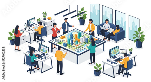 Modern Office Collaboration and Planning Session.