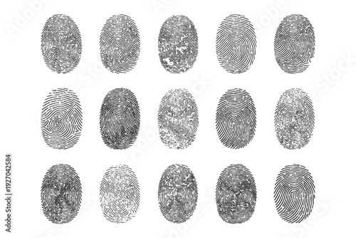 Vector set of fingerprints of various types.Fingerprint identification icons set.fingerprints isolated on white background.