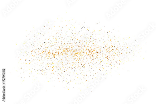Golden glitter splash on white background.Gold dust particles isolated on white background.Luxury gold sparkle glitter brush strokes texture.