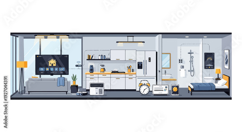 Modern Smart Home Interior Design Layout.