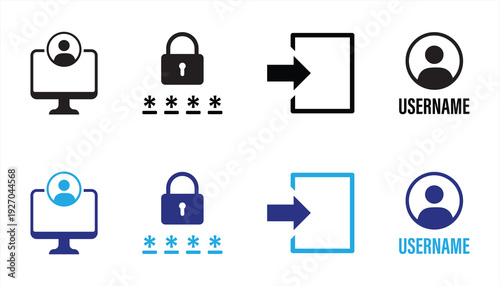User Login and Authentication Icon Set