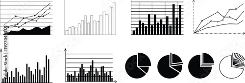 Collection of various graphs and charts for data analysis and visualization