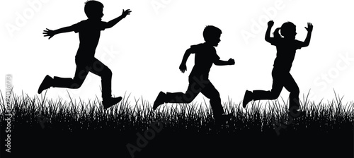 Vector silhouette of boy and girl reading books under a magic star arch, children education, imagination, storytelling, fantasy,