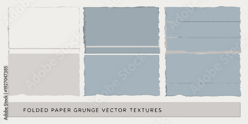 Abstract arrangement of torn and folded paper textures in muted tones