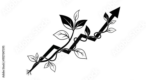 Growing Business Graph with Plant Twining Upward Arrow