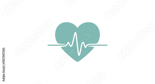 Heartbeat Pulse EKG Line Icon on White Background