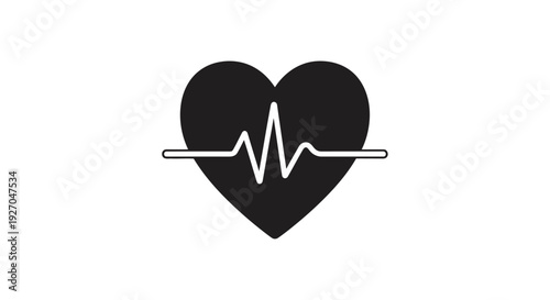 Heartbeat pulse line icon, cardiogram symbol, health care concept