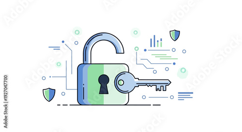 Open Padlock and Key Representing Security and Access.