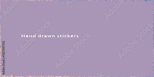 A lilac background with text reading hand drawn stickers displayed