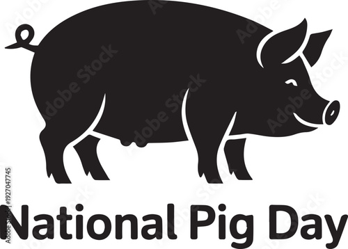 Black pig with national pig day text animal farm de