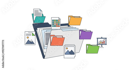Organized Folders and Documents for Business Data Management.