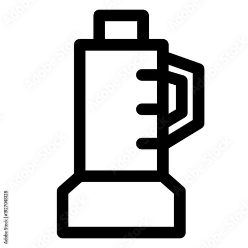 A line drawing of a food processor with handle, showcasing a sleek, minimalist design