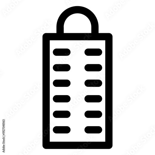 The minimalist depiction of a grater icon, perfect for culinary and kitchen-themed designs.