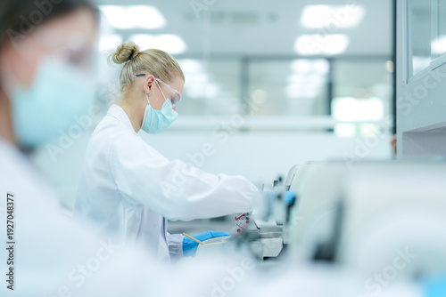 Canvas Print Pharmaceutical quality control analyst validating equipment sterility protocols