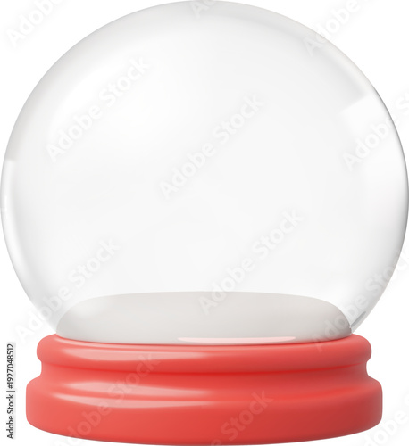 Snow globe ball with red base vector illustration