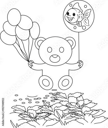 Funny goldfish coloring page for toddlers
