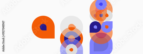 Abstract composition featuring overlapping circles. Soft pastel hues dominate design, creating modern aesthetic. Minimalist, geometric shapes present.