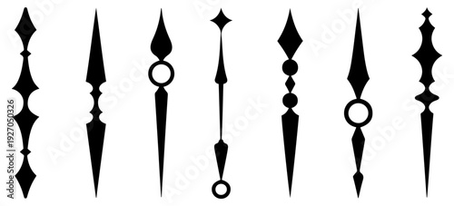 vintage clock hands silhouette set