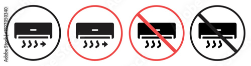 air conditioner prohibition icon set