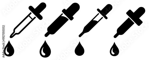 dropper pipette icon set vector