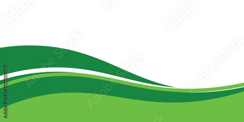 Abstract White and Green wave wide background banner